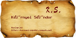 Környei Sándor névjegykártya
